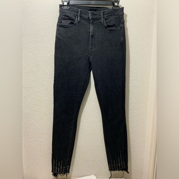 MOTHER Stunner Zip Ankle Step Fray Jeans Studded Size 27 Wrong Side Of The Track - Picture 7 of 11